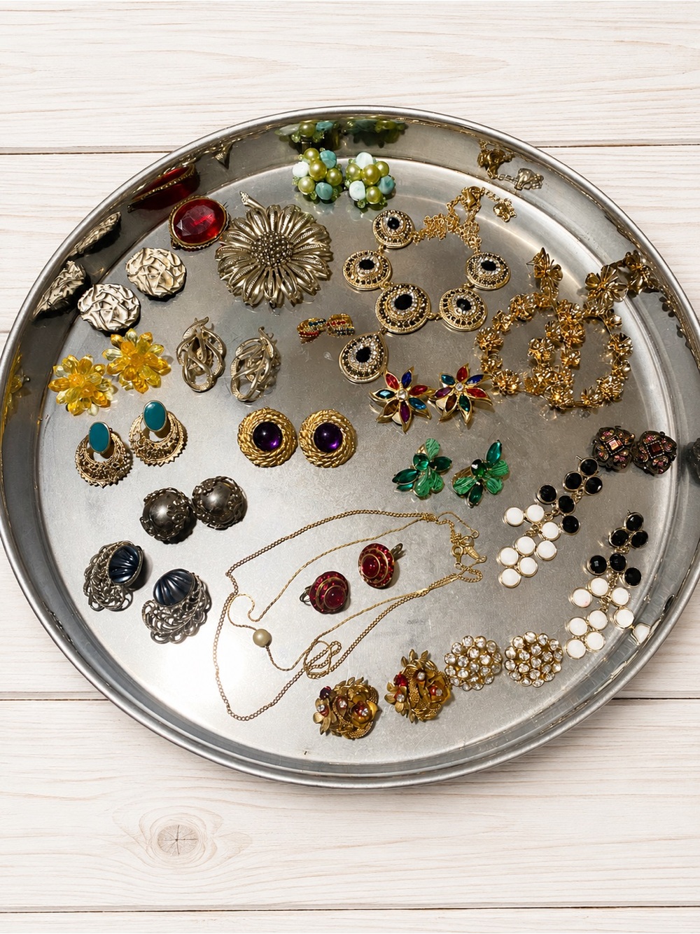 Vintage Gold-Tone Multi-Stud Floral Earrings Set